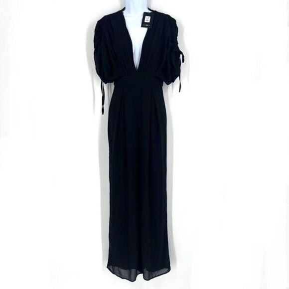 Fashion Nova Women's Dig Deep V Neck Wide Leg Jumpsuit Black Size Small NWT - Picture 3 of 13